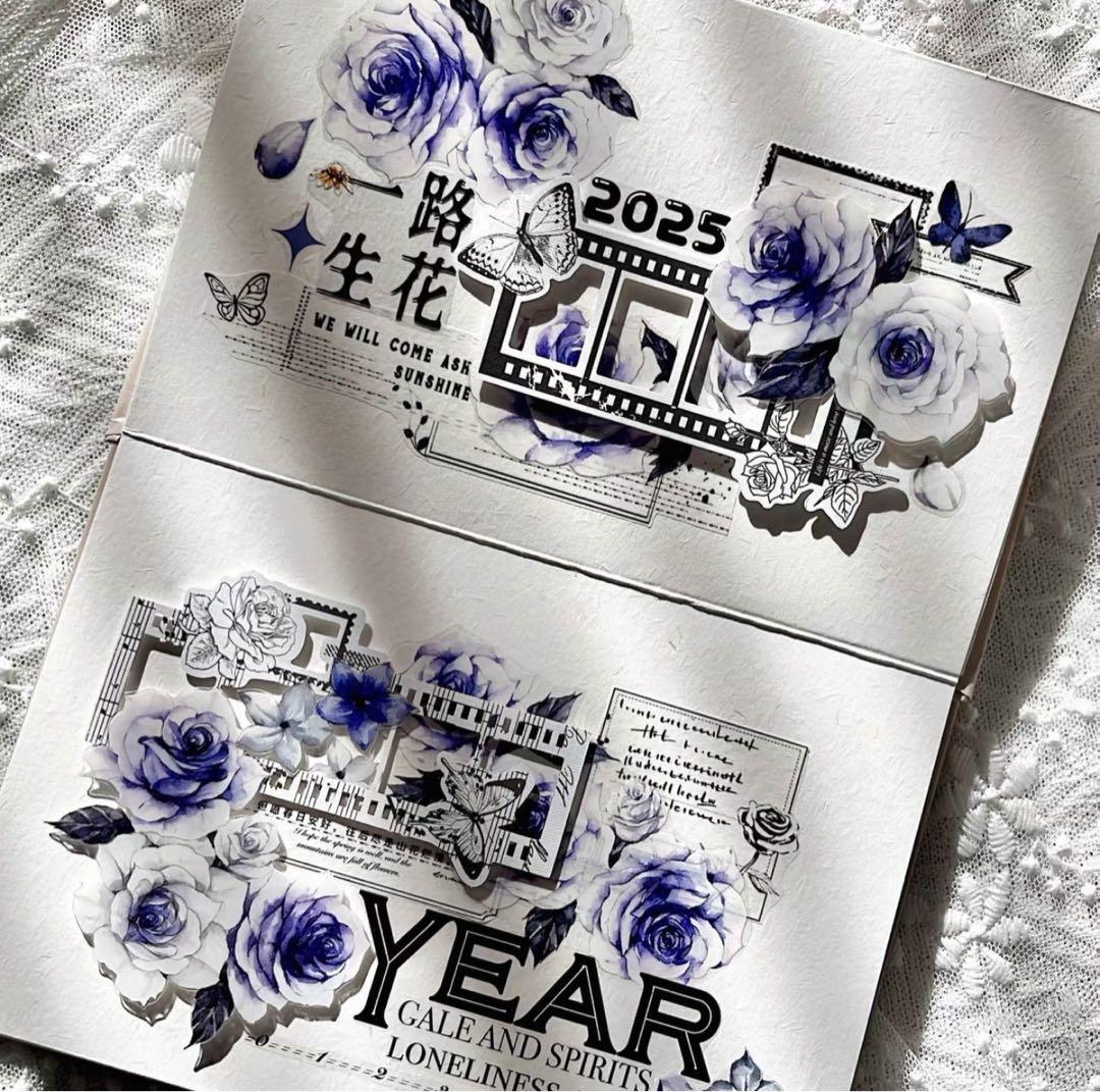 新品　凝夜紫シリーズ　PET亮面マスキングテープ　マステ　6m