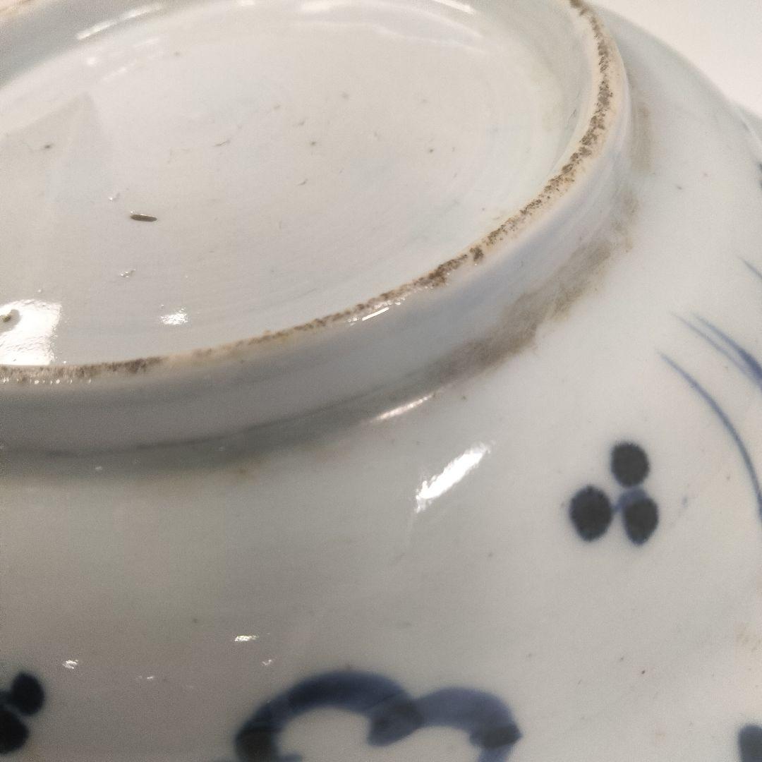 Ｙ556-6 明治期 古伊万里 染付 中皿 魚文 直径17㎝ QQQ