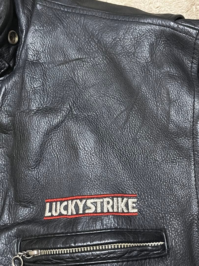 【美品!!】LUCKY STRIKE Lサイズ　ライダースジャケット ブラック