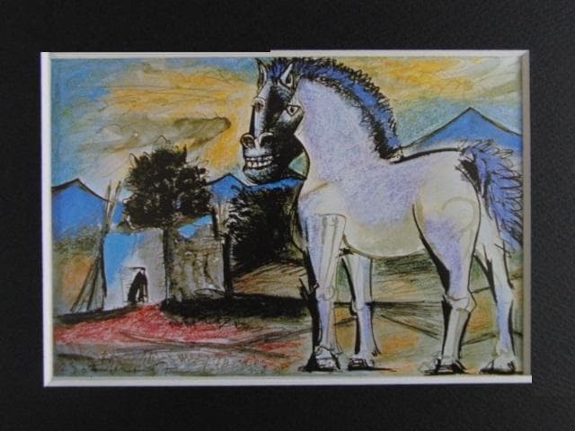ピカソ(PICASSO)【風景の前の馬】、高級画集画、状態良好、新品高級額装付
