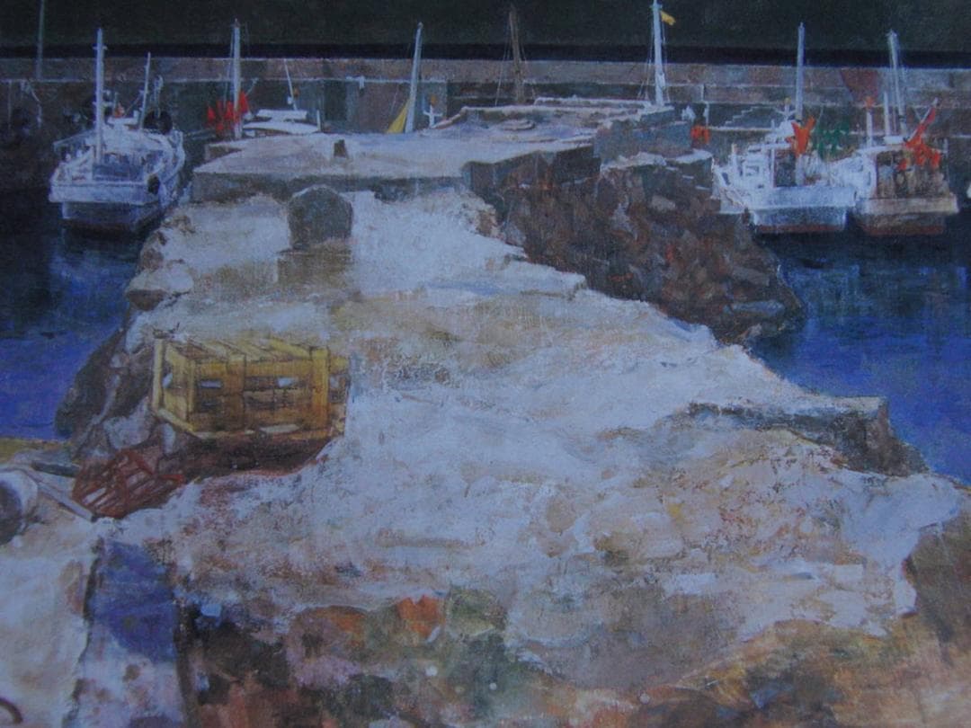 迫田嘉弘、【浜の譜】、希少な額装用画集より、新品額装付