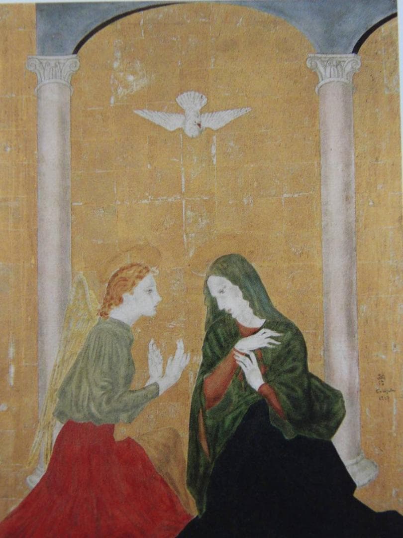 藤田嗣治、「Annonciaition」、希少画集の額装画、人気作品