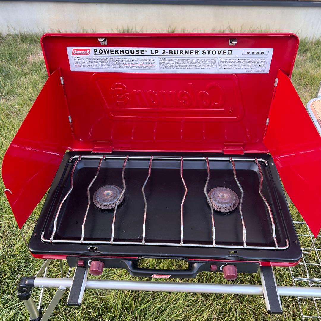 【美品】Coleman キッチン台　ツーバーナー　セット　コンロ　キャンプ