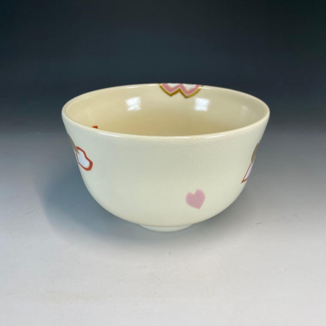 【茶道具】山本蓼造　色絵桜茶盌（共箱）