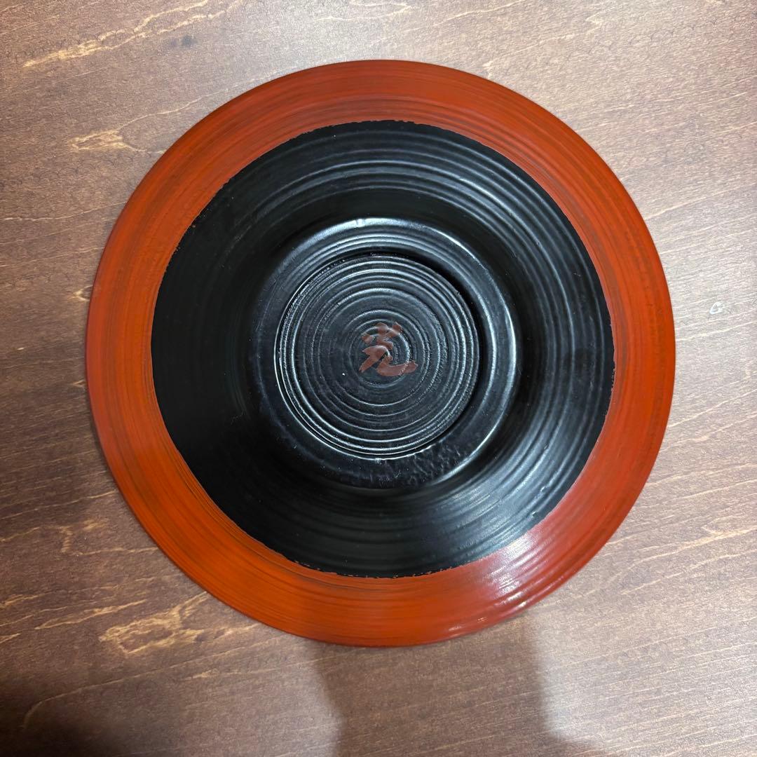 矢沢光広　4.8寸荒挽き茶托根来 浅 5枚組