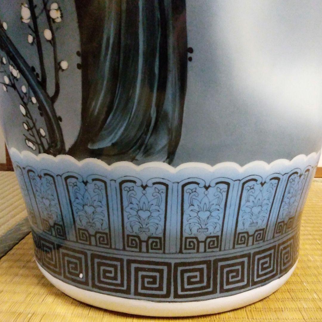 ★超特大158cm　【飾り壺　花鳥画　白梅と雀の図】沖縄本島引取限定　現物確認可