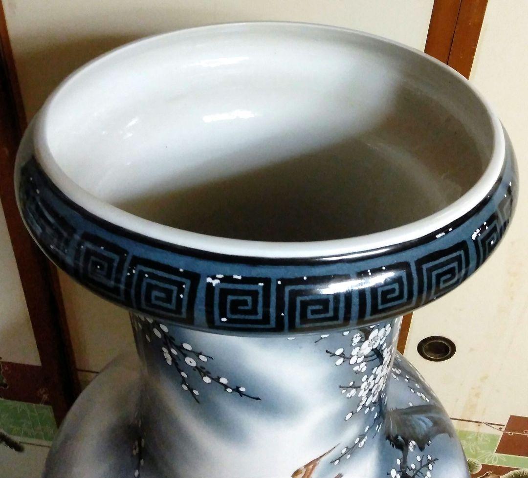 ★超特大158cm　【飾り壺　花鳥画　白梅と雀の図】沖縄本島引取限定　現物確認可