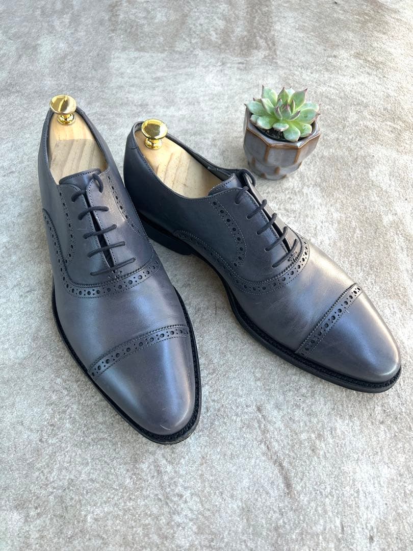 【美品】ジャランスリワヤ　クォーターブローグ　グレー　シューキーパー付