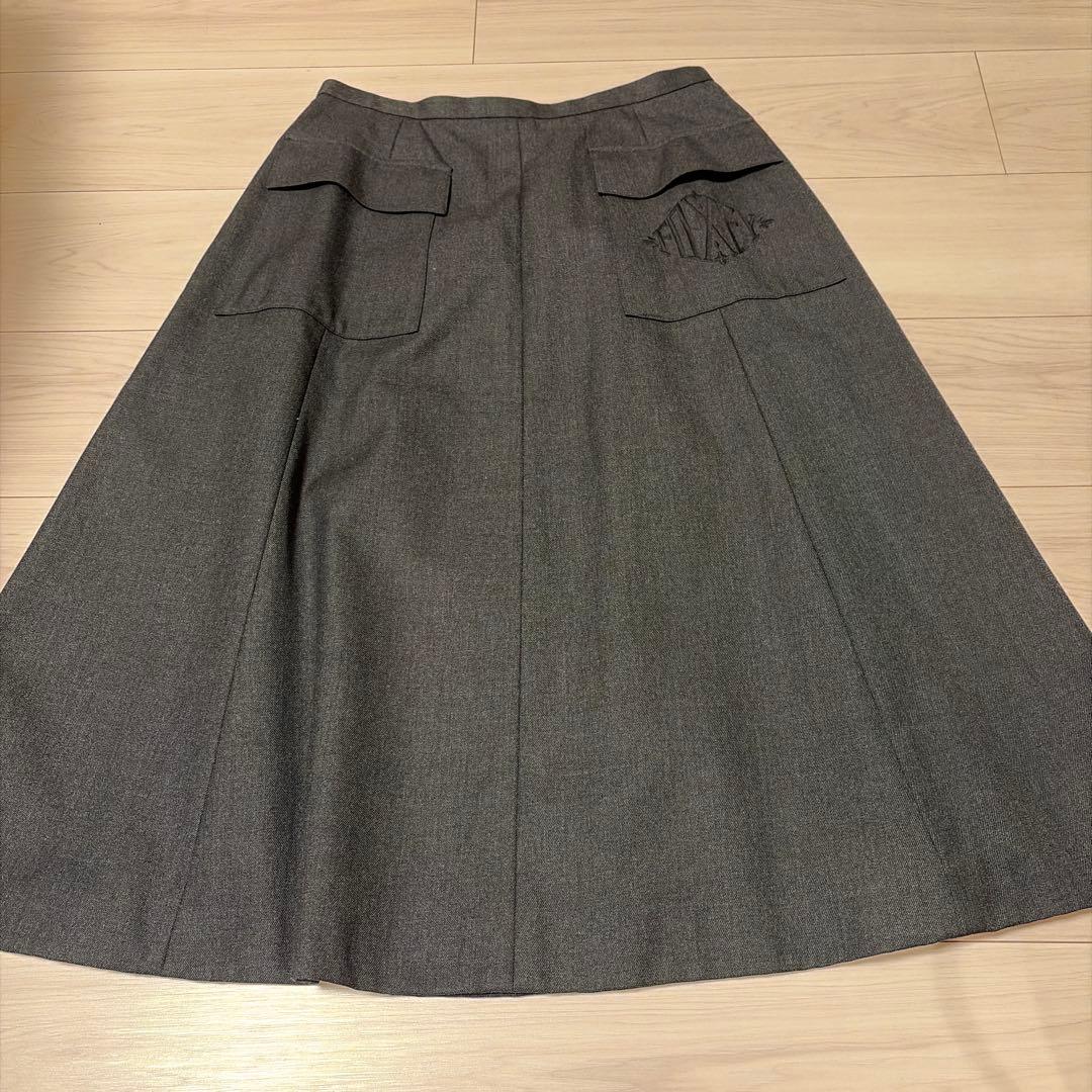 フォクシー　グレー フレアスカート ポケット付き