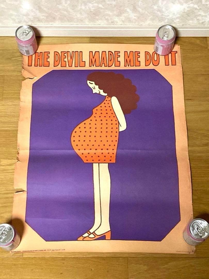 70年代 ビンテージ 1972 ライオネル・カリッシュ イラスト 妊婦 ポスター