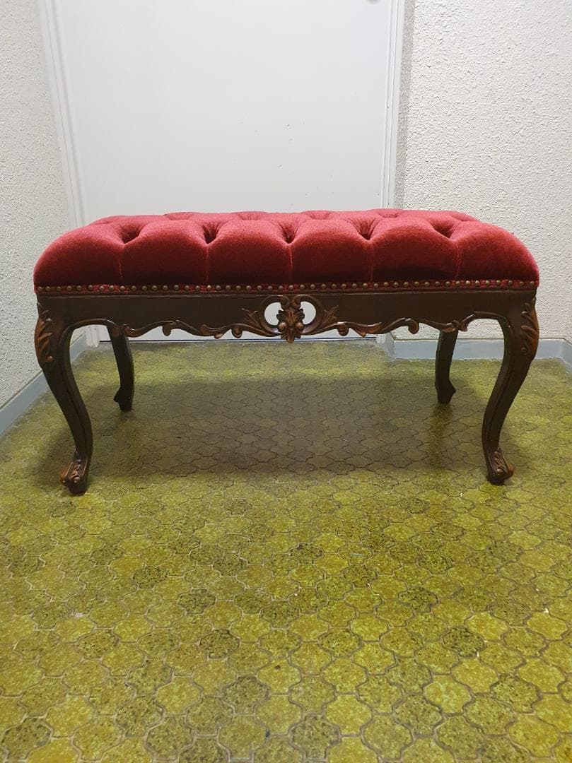 アンティーク スツール ベンチ イス 椅子 ロココ調家具 猫脚 レトロ ②