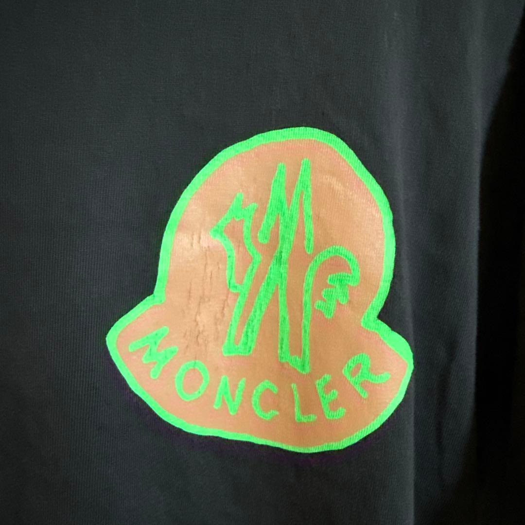 MONCLER 黒 Tシャツ ロゴ刺繍