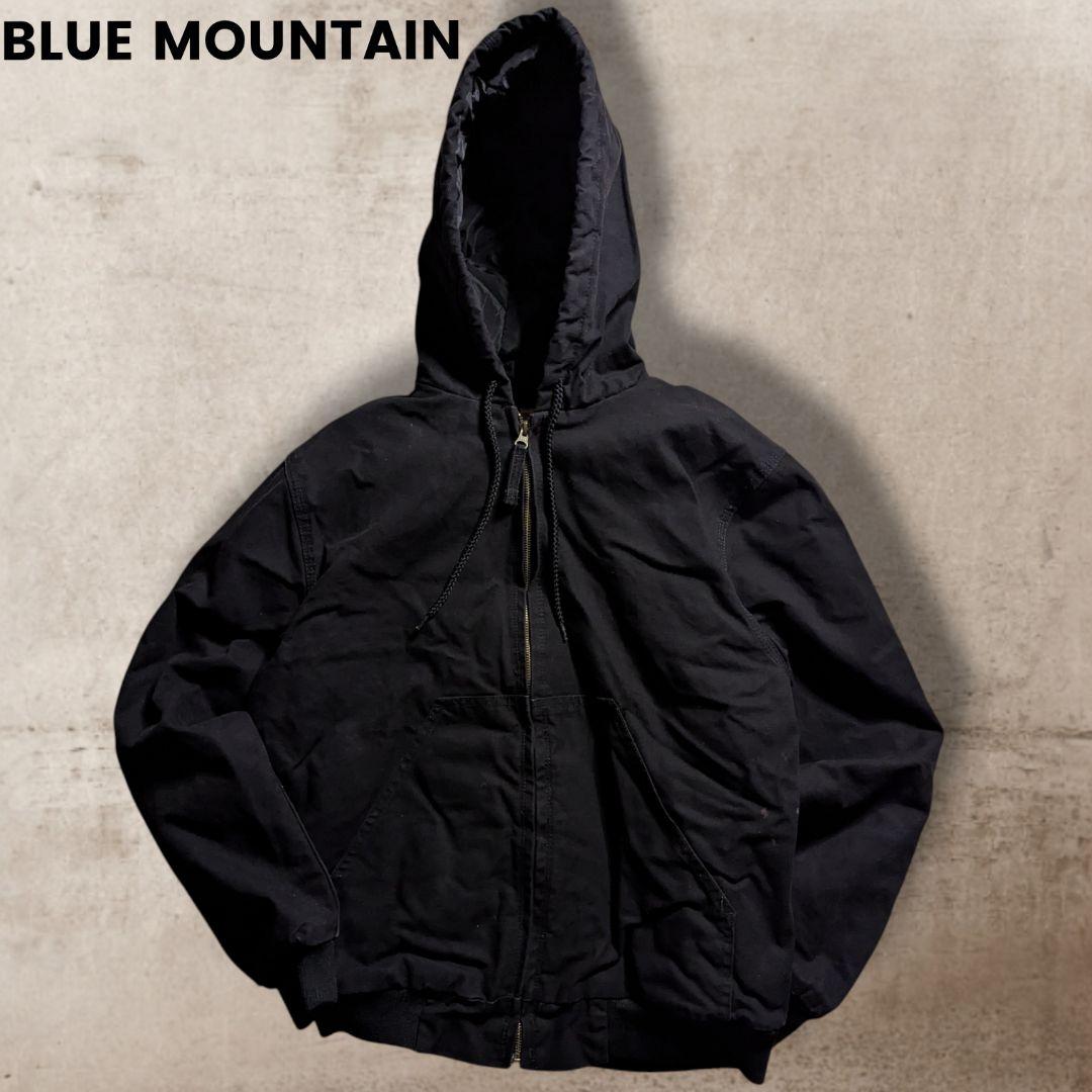 BLUE MOUNTAINフルジップダック地アクティブジャケット中綿ペンキ汚れ黒