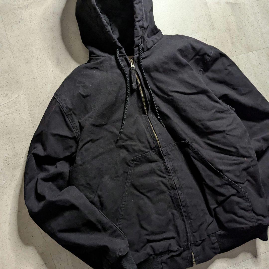 BLUE MOUNTAINフルジップダック地アクティブジャケット中綿ペンキ汚れ黒