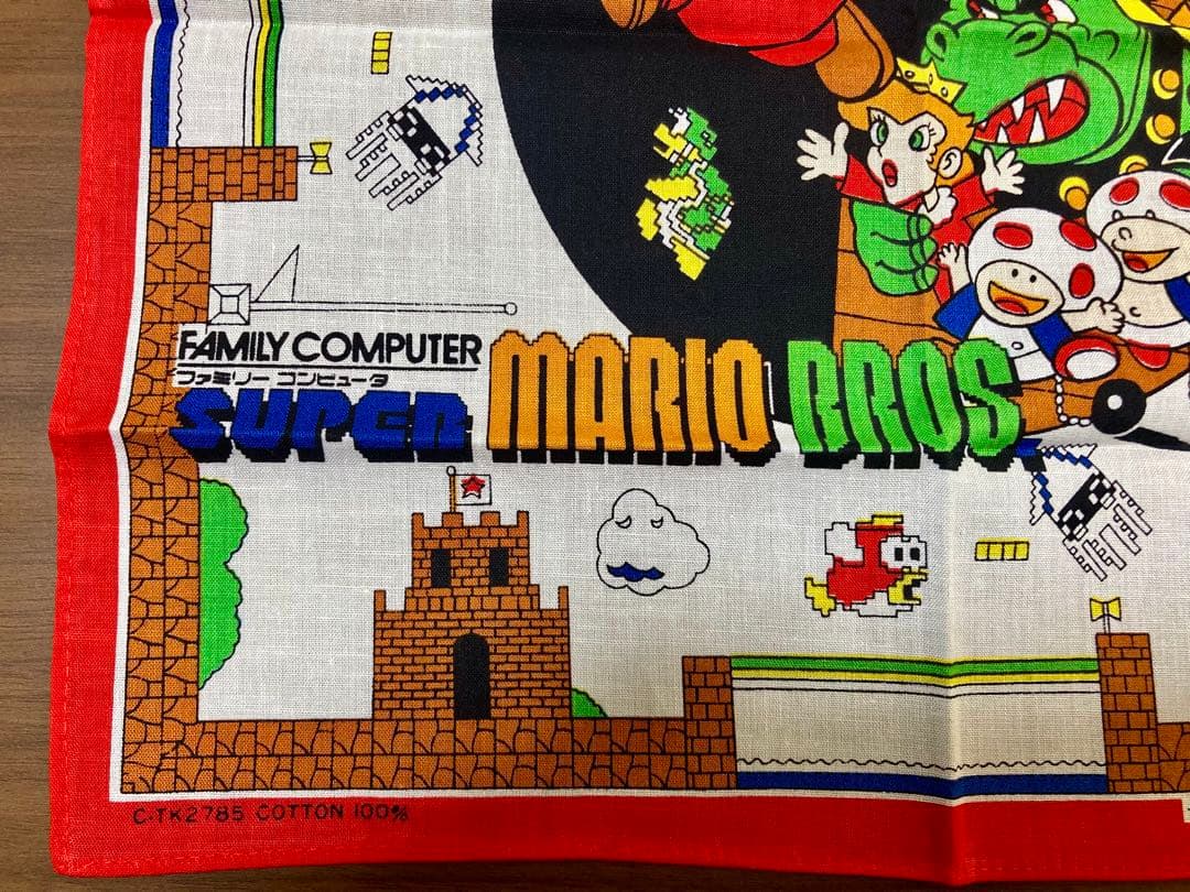 【極美品】スーパーマリオ ハンカチ 当時物 新品 1985 昭和レトロ 希少レア