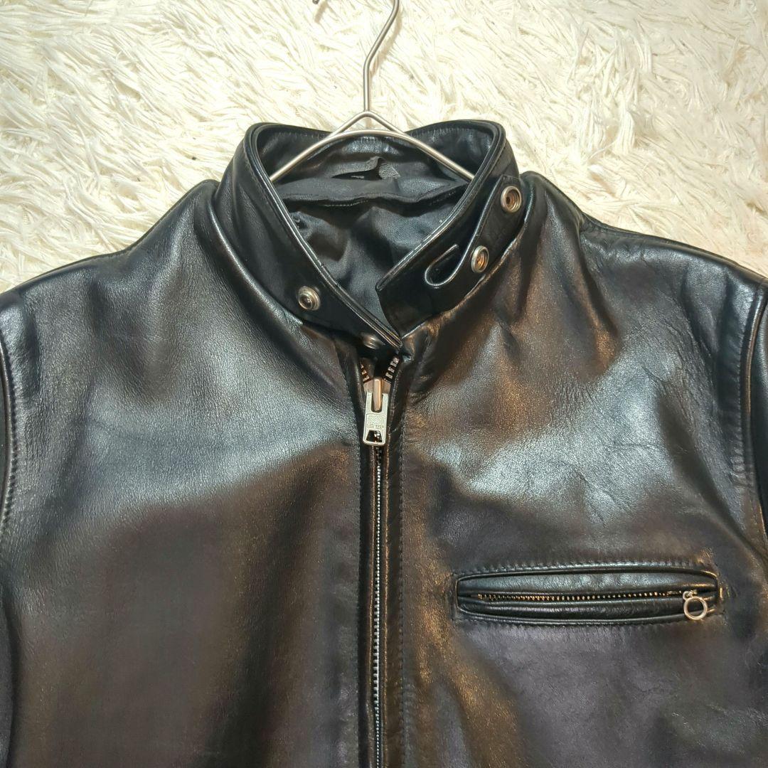 美品 Schott 641 (M) シングルライダース LENZIP レザー 黒