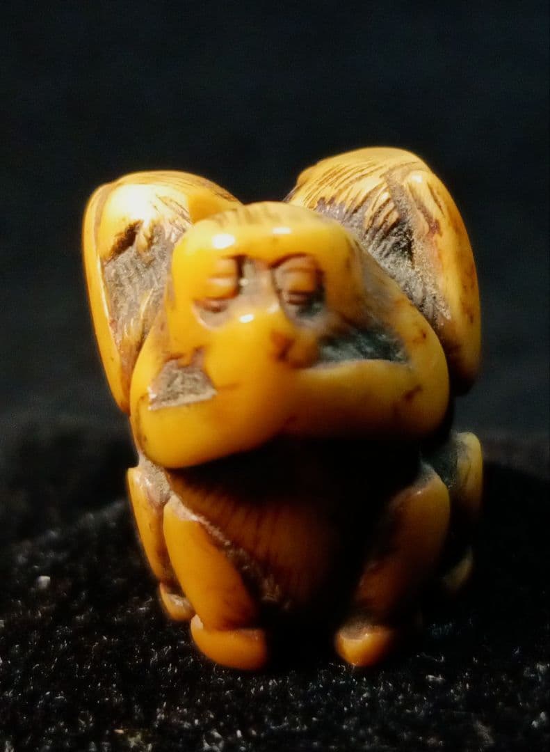 江戸時代 「三猿 見ざる聞かざる言わざる」 織締玉 根付