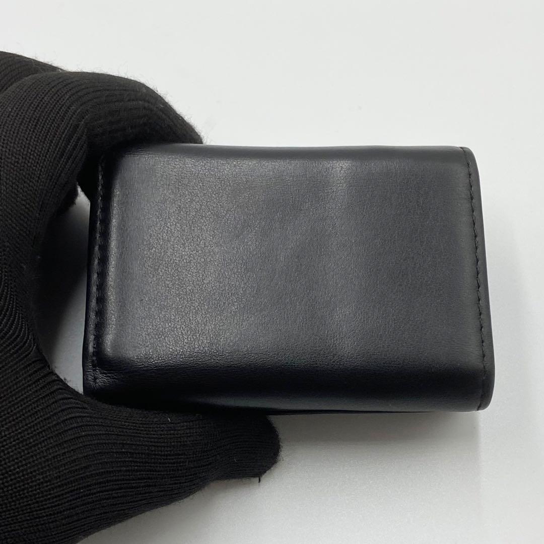極美品　DISEL 三つ折り財布　1dr オーバル　ロゴ金具　レザー　ブラック