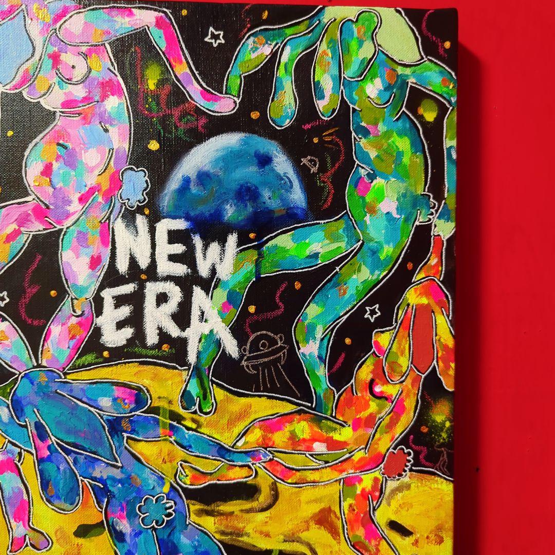 【一点物現代アート】月の裏側でダンスするうさぎの絵【F8号】