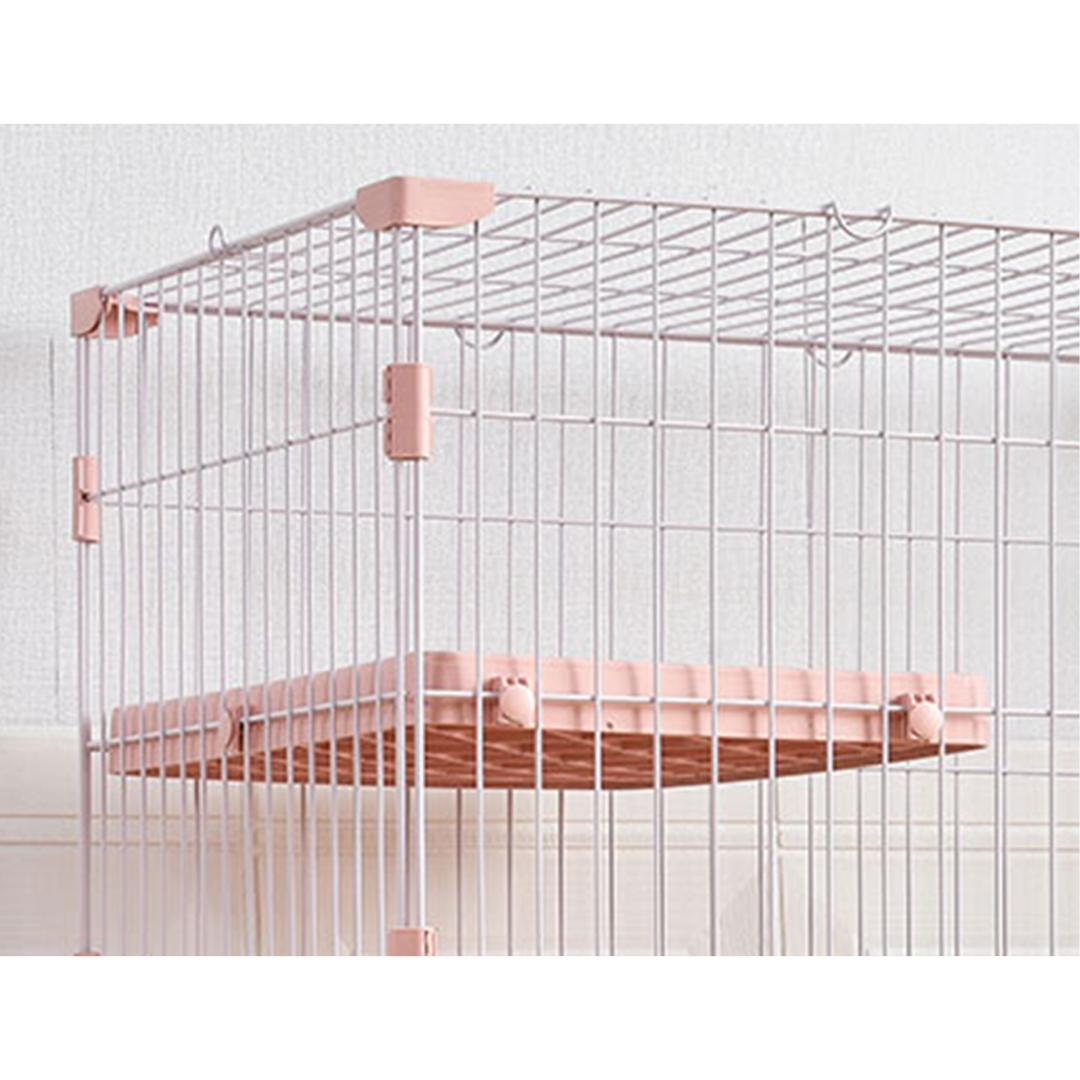 【ピンク】猫 ケージ キャットケージ 2段 猫ゲージ 多段 脱走防止ペットケージ