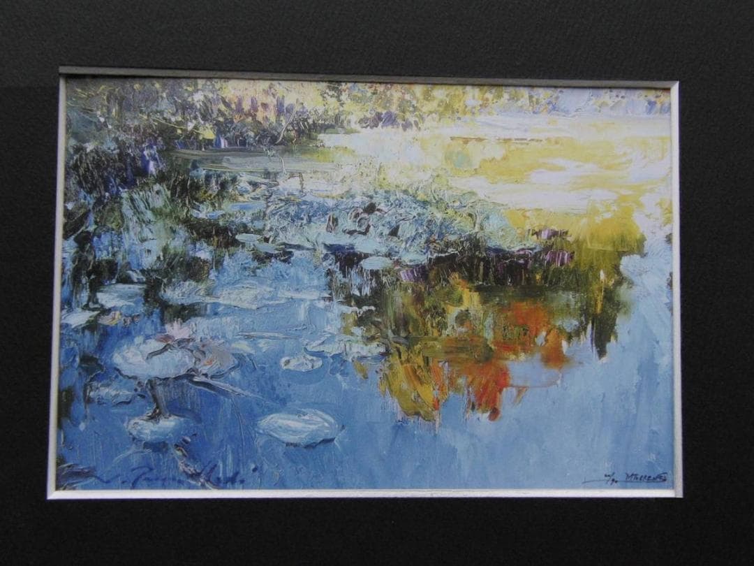 J.トレンツ・リャド、【湖の光】、希少な額装用画集より、新品額装付、状態良好