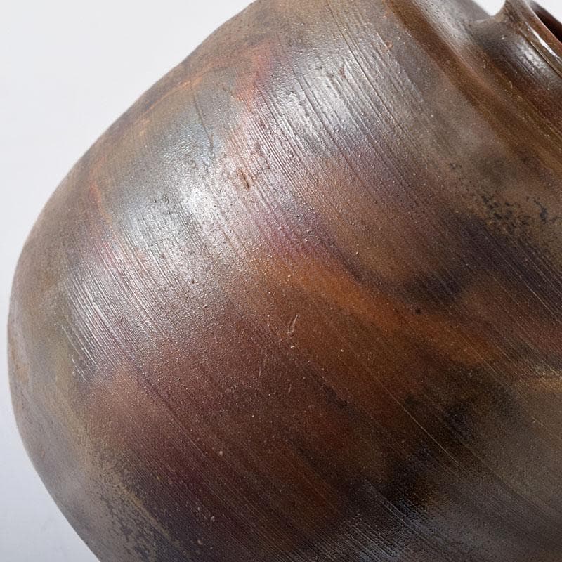 茶道具　備前焼　小西陶古作　茶入　正絹古代名物裂仕覆付　共箱　V　7637