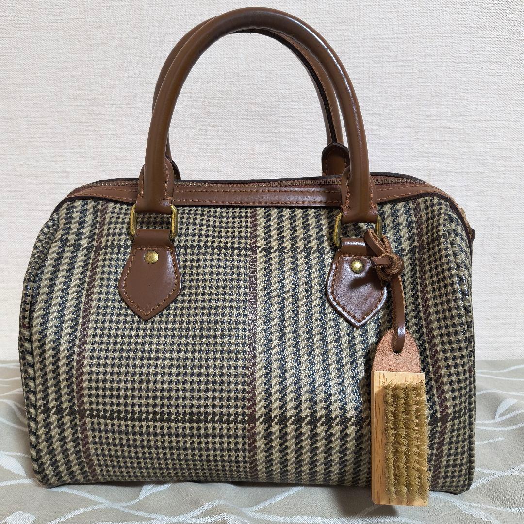 ポロラルフローレン チェック柄 ミニボストン チャームつき ヴィンテージ