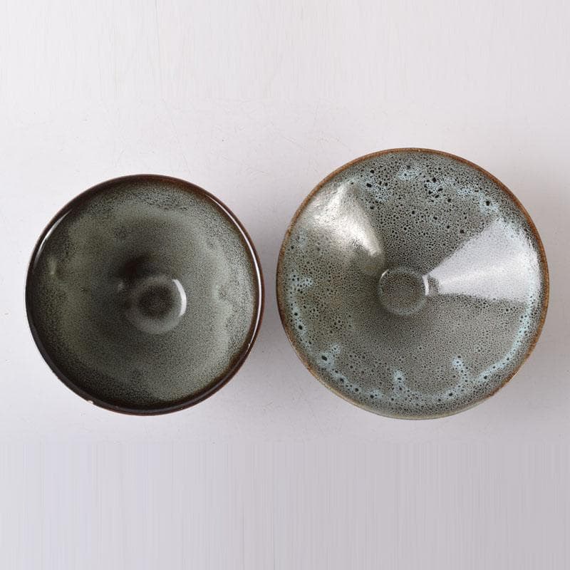 中国　磁州窯製　窯変　油滴天目茶碗　平茶碗　2点　C　7533