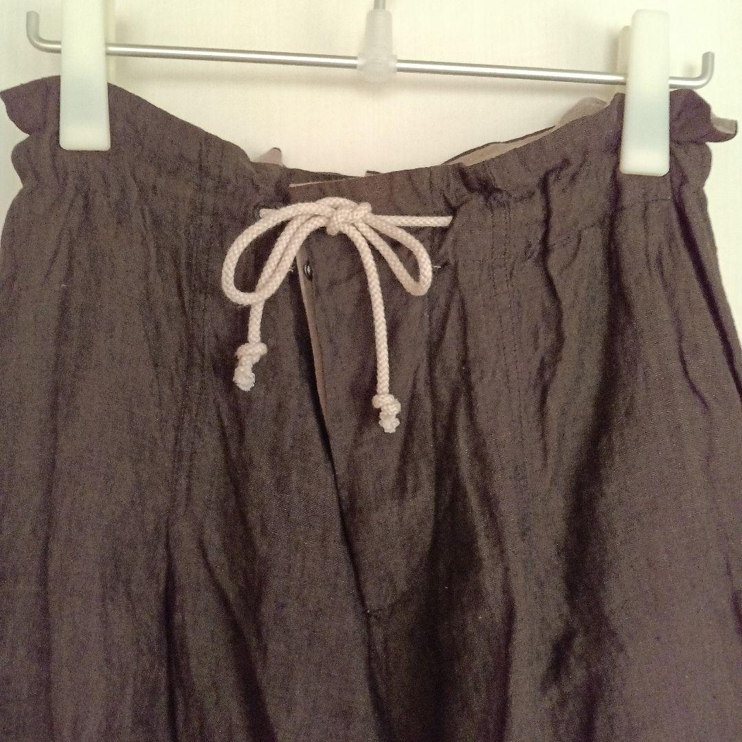 Y's(ワイズ)リネンガウチョパンツ　ダークブラウン(裏地付き)