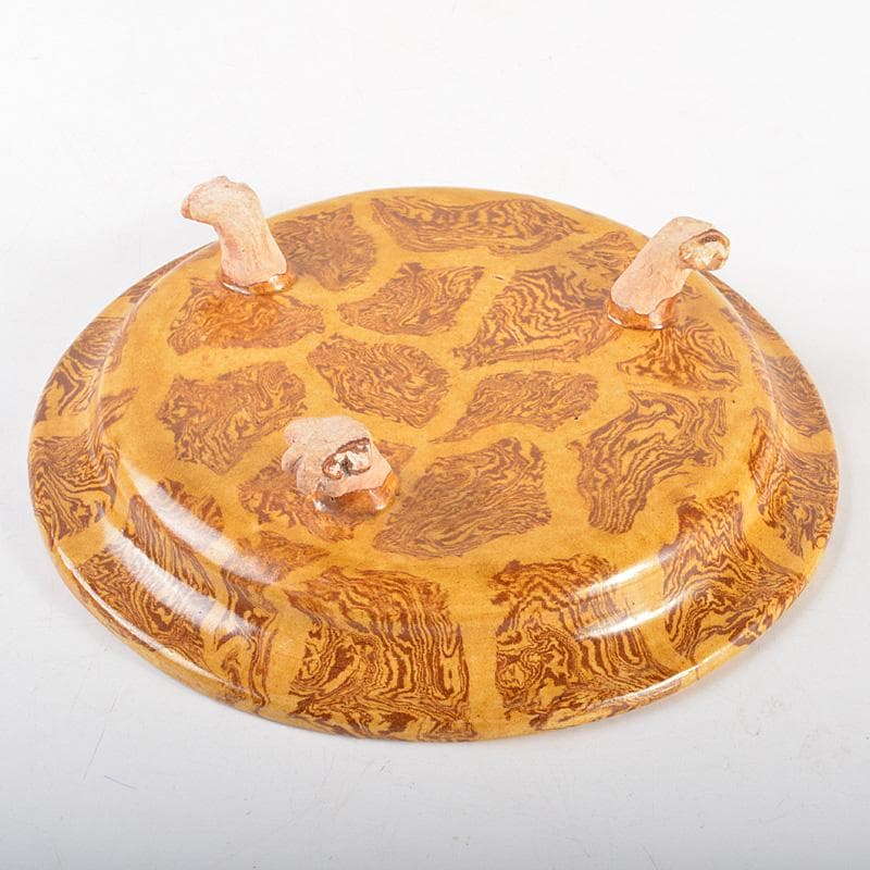 中国　唐代　練込盤　三獣足皿　V　R7271