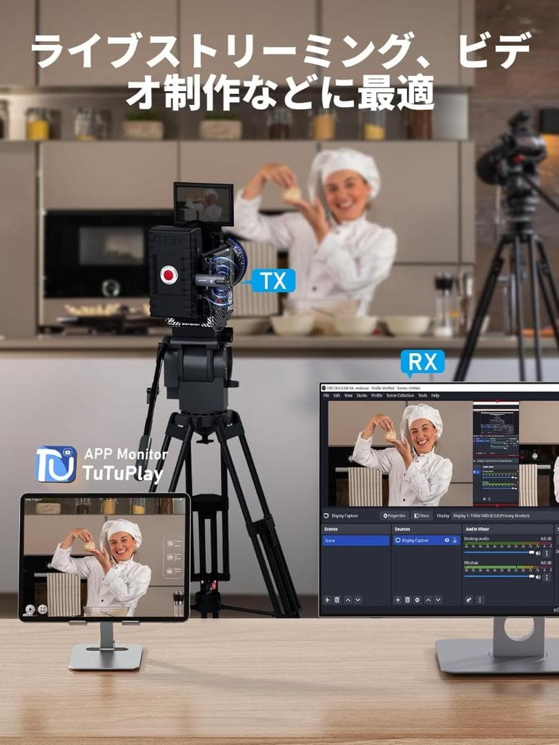 ワイヤレスHDMI 送受信機セット 小型 拡張モード 1×送信機+1×受信機