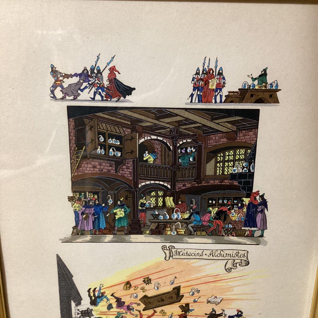 マイセン　ヒエロ　ニムスボス　リューゲル　甲冑騎士　中世城郭　細密画リトグラフ