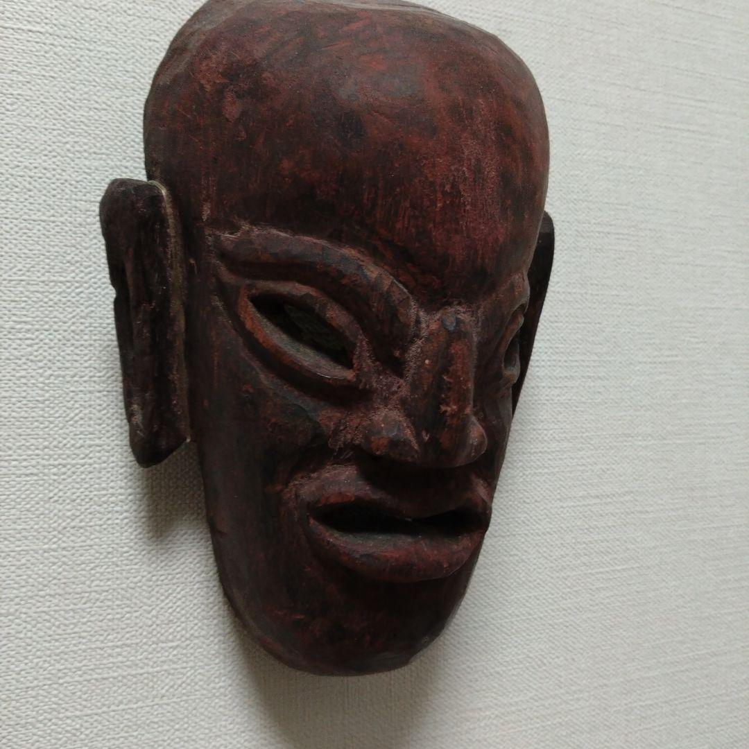 アジア　お面　木彫り