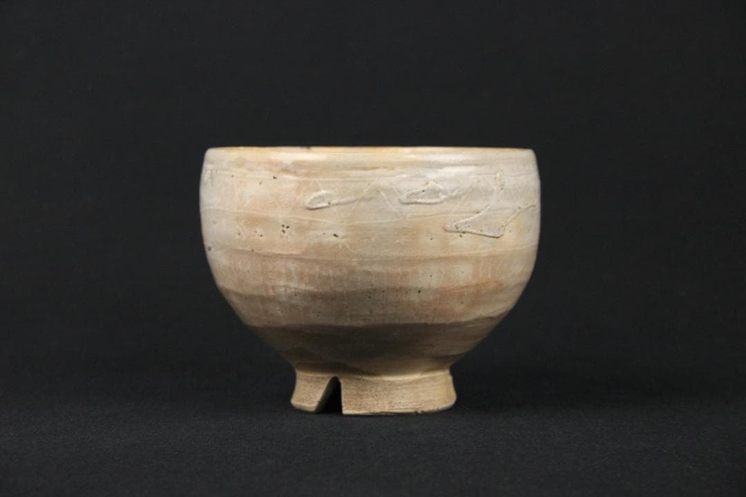 萩焼 三島茶碗 十三代坂田泥華 萩茶碗 抹茶椀 茶器 箱付き 　Eo21-33