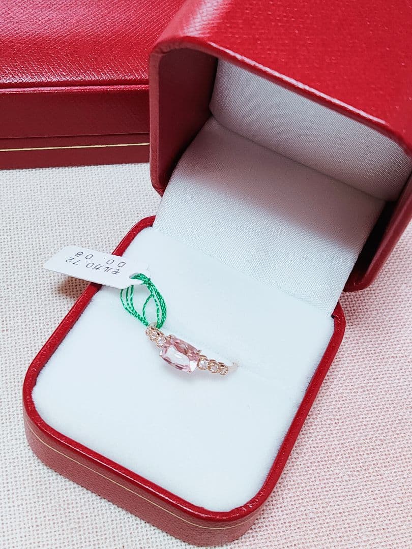 新作 未使用品 k18 天然モルガナイト ダイヤモンド リング