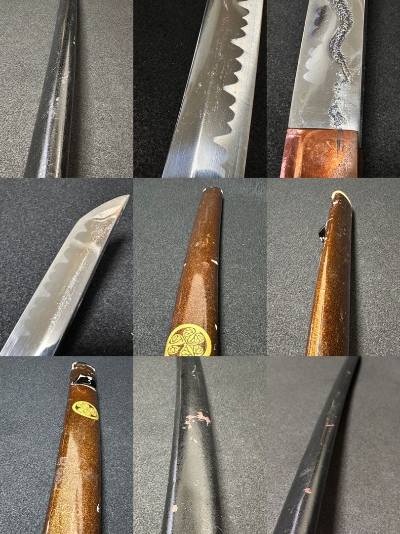 模造刀 打刀三点まとめ　黒鞘　金茶漆鞘　鞘付長さ約103cm 25H28