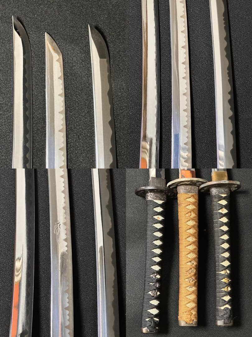 模造刀 打刀三点まとめ　黒鞘　金茶漆鞘　鞘付長さ約103cm 25H28