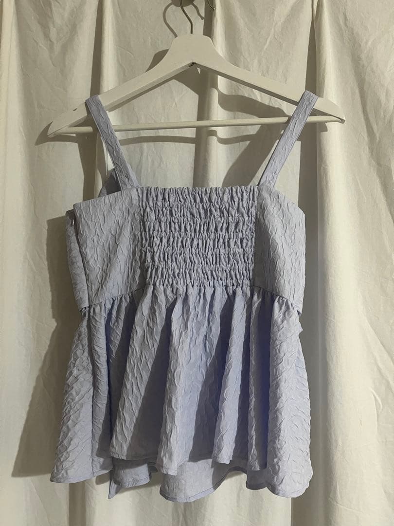 FRAY I.D ぺプラムリボントップス ブルー 0サイズ