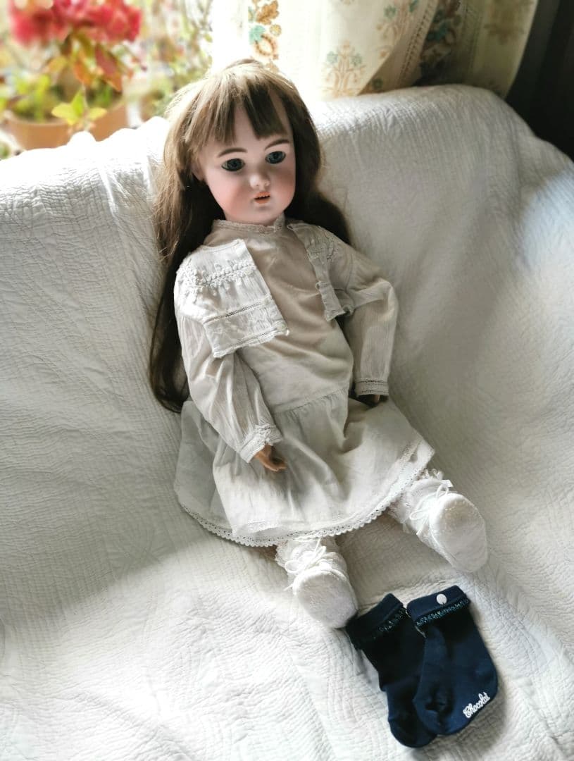 アンティークドイツ シモン＆ハルビック 美少女ビスクドール コットンドレスボレロ