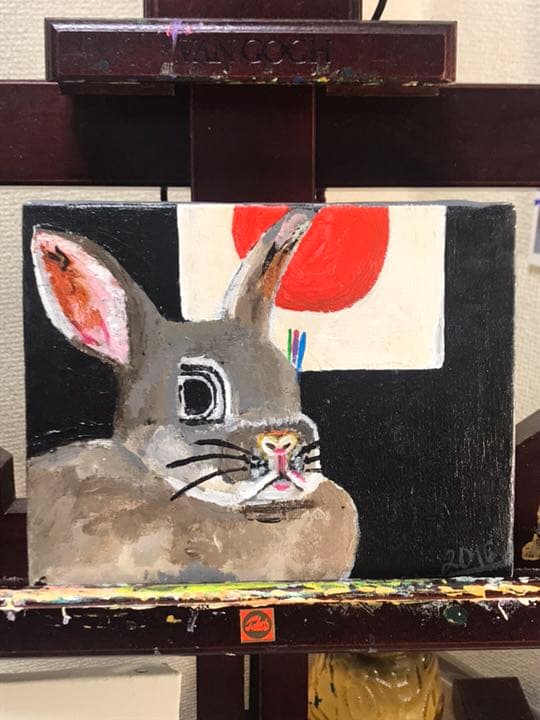 アクリル画 ウサギ  動物