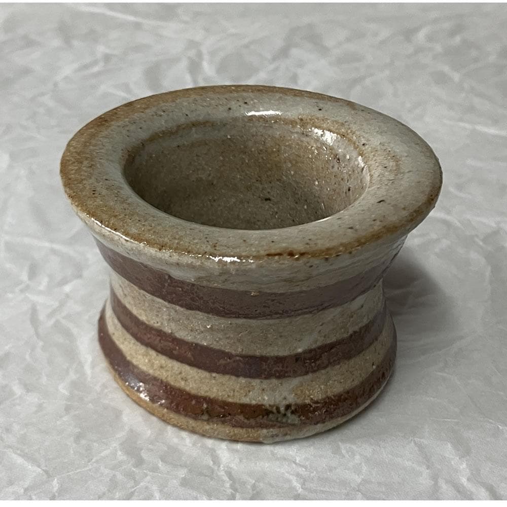 w164 花ノ木窯 古山子 小山冨士夫 作 鉄絵 横縞紋 蓋置 木箱入り 茶道具