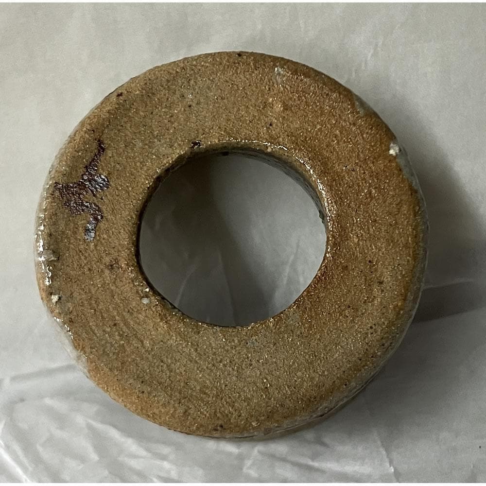 w164 花ノ木窯 古山子 小山冨士夫 作 鉄絵 横縞紋 蓋置 木箱入り 茶道具