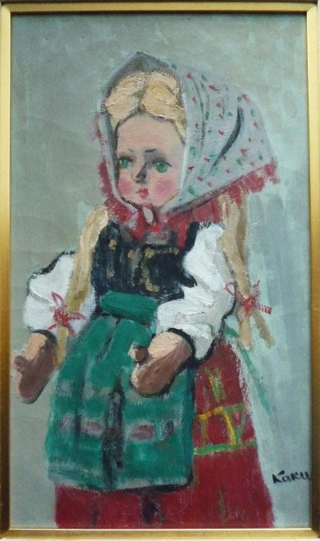 柏原覚太郎「西洋人形」油彩画M6号