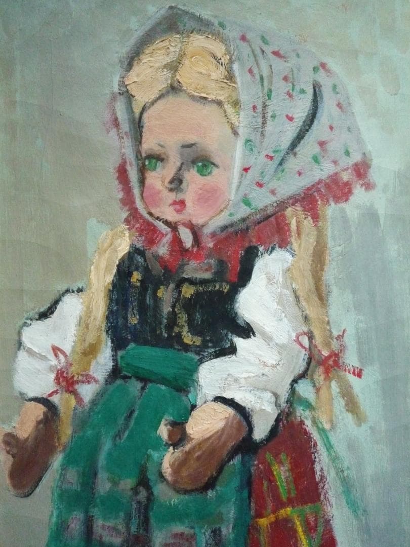 柏原覚太郎「西洋人形」油彩画M6号