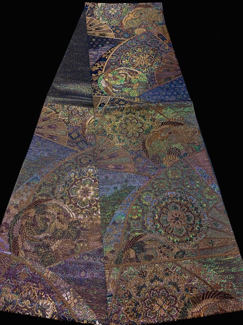 【未使用品】陽文綴 袋帯 青緑 宝相華鳳凰 キラキラ　六通