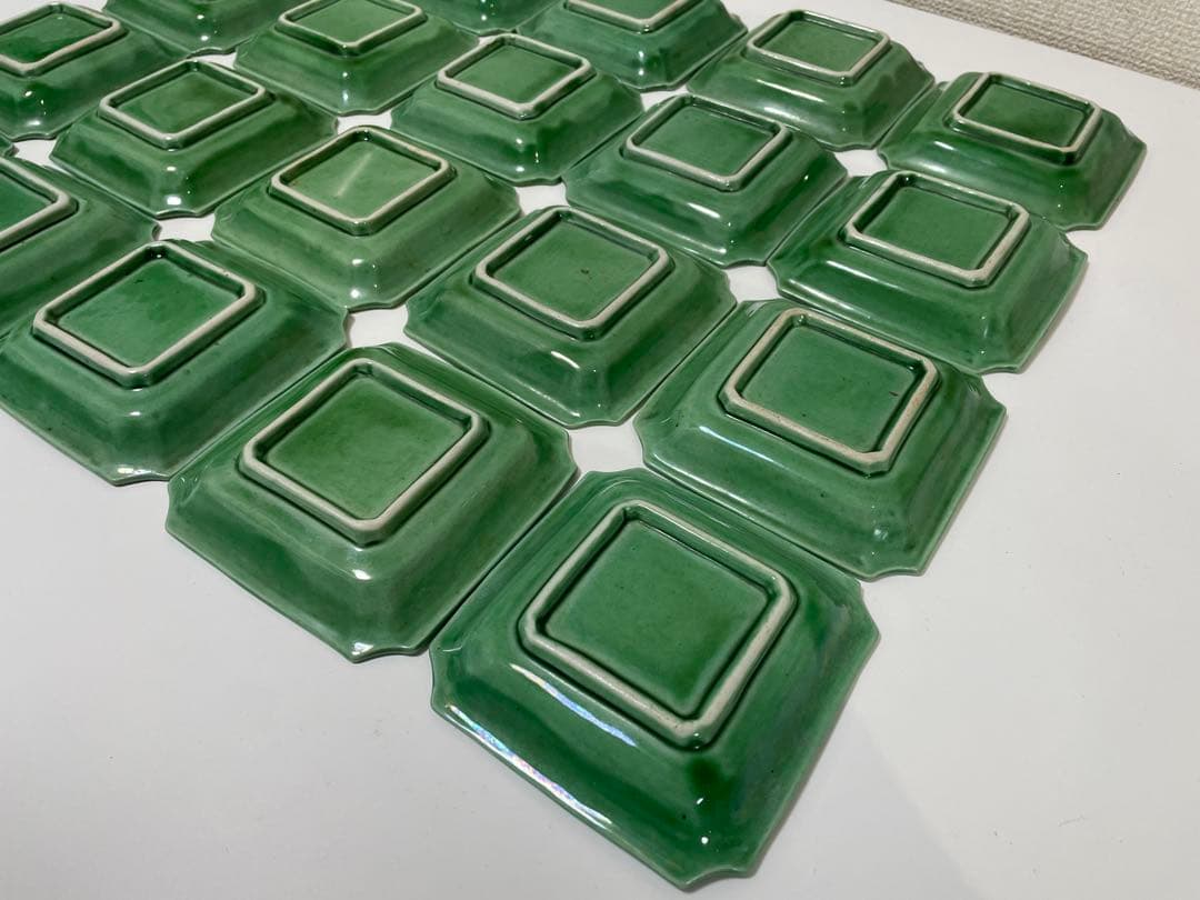 珉平焼 民平焼 小皿 淡路珉平焼 手塩皿 アンティーク20枚 龍 緑 グリーン