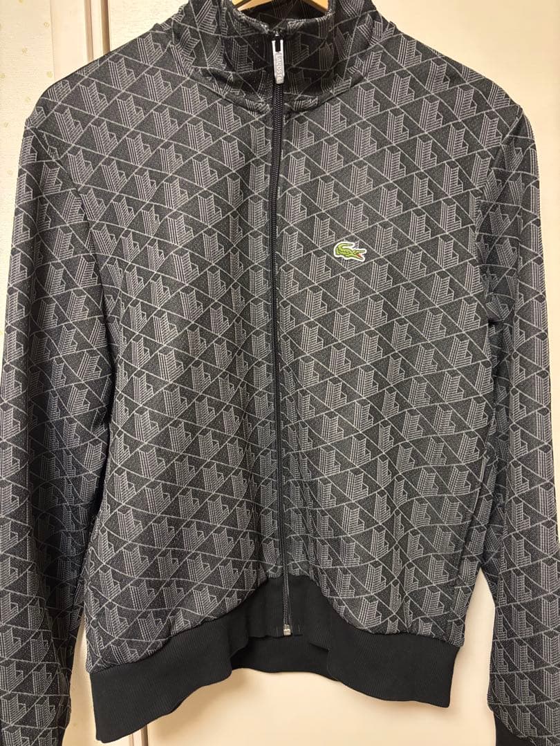 Lacoste モノグラムジャカード トラックジャケット ブラック