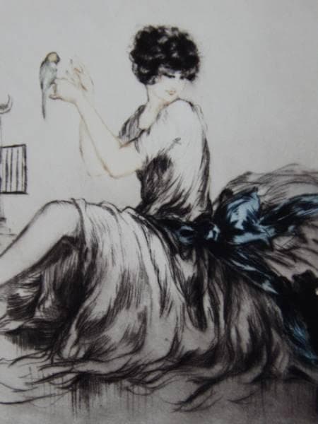 ルイ・イカール限定版・アールデコ、私のインコ、希少な額装用画集より