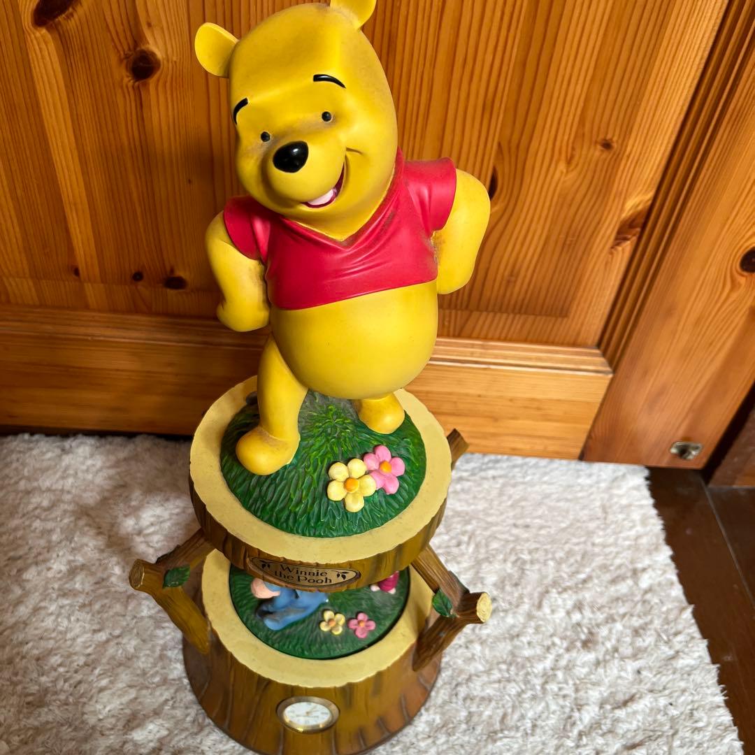 ディズニーくまのプーさんレア時計オルゴール高さ45大きめ送料税込お買い得