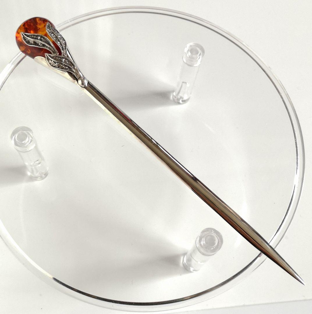 アンティーク銀ホールマーク刻印 1920s 希少 ペーパーナイフ 琥珀 775